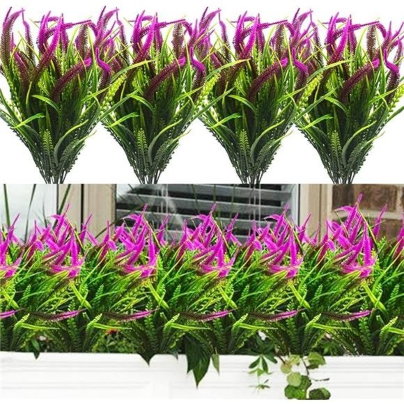 Artificial Outdoor Plant Flowers 8pcs Faux Plastic Plant Fake Flower UVResistant - Picture 1 of 7